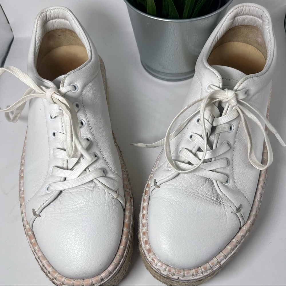 Rag & Bone Kent Platform Leather & Jute Espadrille Sneakers White 38 Classic - Picture 4 of 12